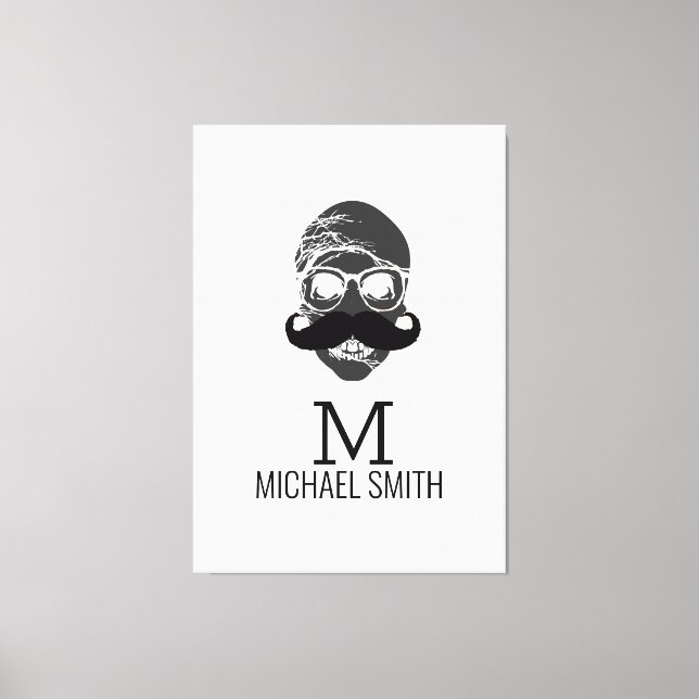 Funny Mustache Monogram #2 Canvastryck (Framsida)