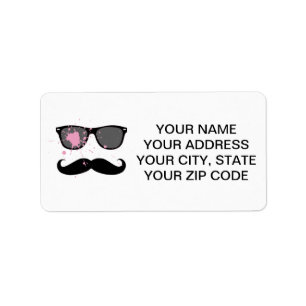 Funny Mustache och Sunglasses Adressetikett