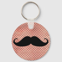 Funny Mustache på Cute Rosa Polka Dot Background