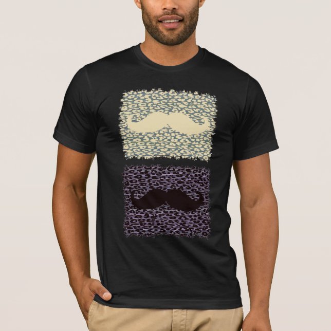Funny Mustache på Leopard Skin Tee Shirt (Framsida)
