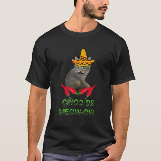 Funny Mustache Peppers Cinco De Meow-Ow Matching F T Shirt