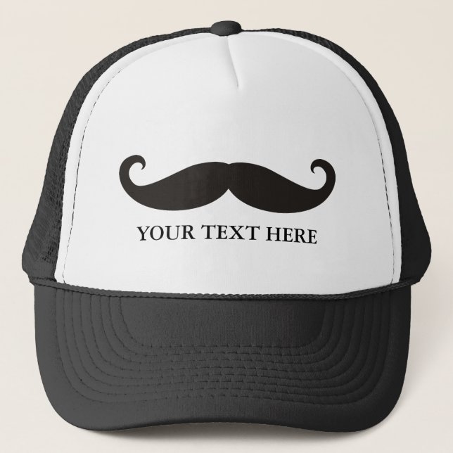 Funny Mustache / Schnurrbart + din text Keps (Framsida)