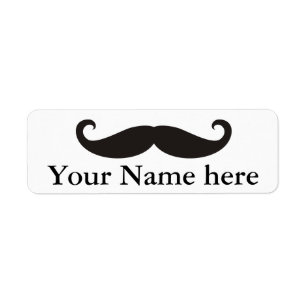 Funny Mustache / Schnurrbart + din text Returadress Etikett
