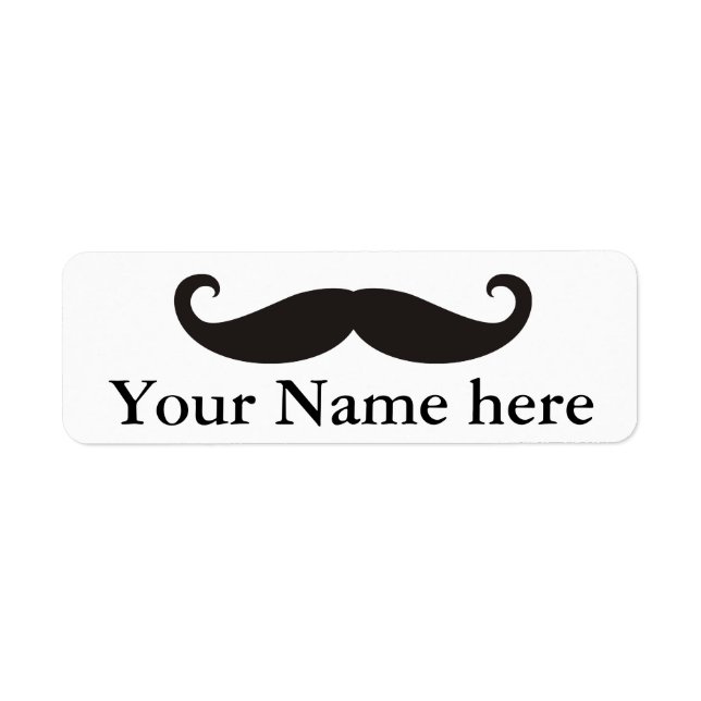 Funny Mustache / Schnurrbart + din text Returadress Etikett (Framsidan)