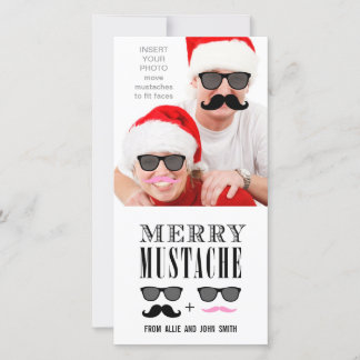 Funny Mustache Sunglasses jul Julkort