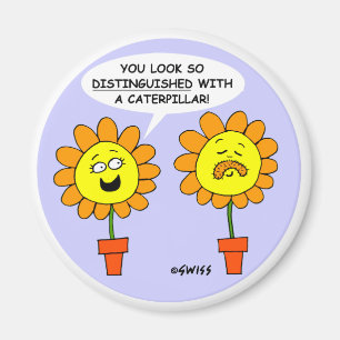 Funny Mustache Tecknad Round Magnet