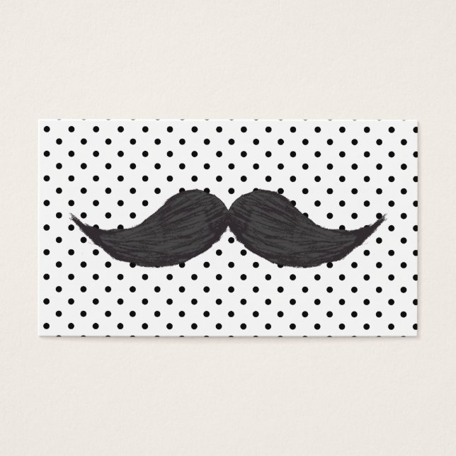 Funny Mustache Teckning och Black Polka dots Visitkort (Framsidan)