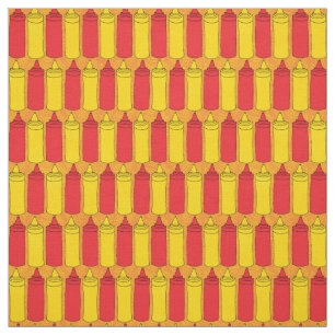Funny Mustard och Ketchup Food Mönster Tyg