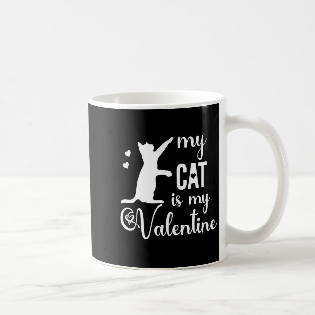 Funny My Cat Is My Valentine Cat Lovers Gift Valen Kaffemugg (Höger)