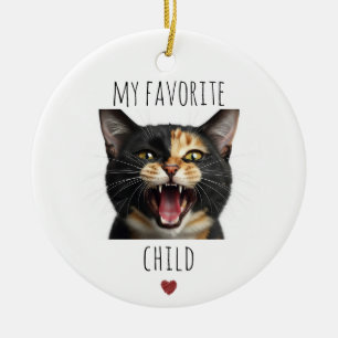 Funny My Favorite Child 2 Photo Anpassningsbar Cat Julgransprydnad Keramik