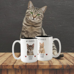 Funny My Favorite Child 2 Photo Anpassningsbar Cat Två-Tonad Mugg