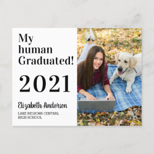 Funny My Human Graduated Hund 2021 Photo Studenten Inbjudan Vykort