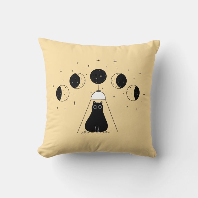 Funny Mystic Cat Phases Kudde (Framsida)