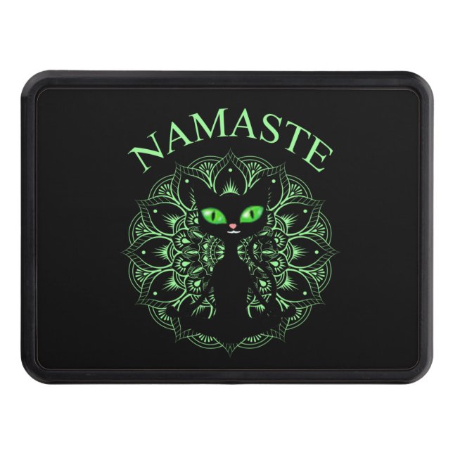Funny Namaste Cat Yoga Grönt Mandala Dragkroksskydd (Framsidan)