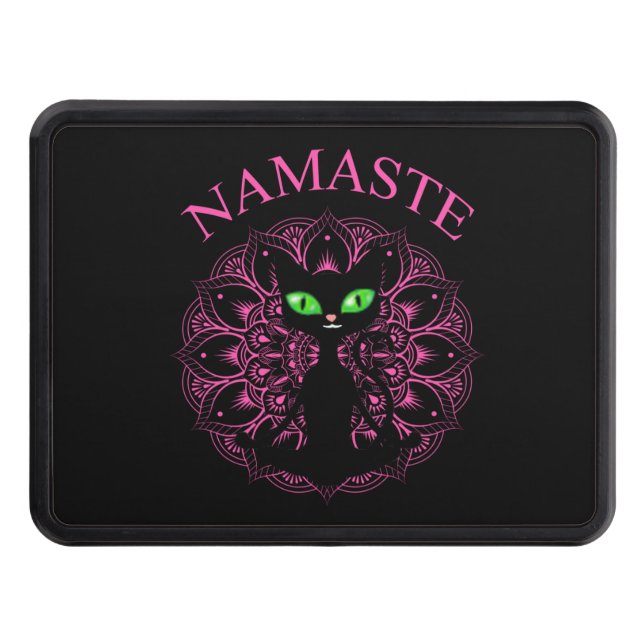 Funny Namaste Cat Yoga Rosa Mandala Dragkroksskydd (Framsidan)