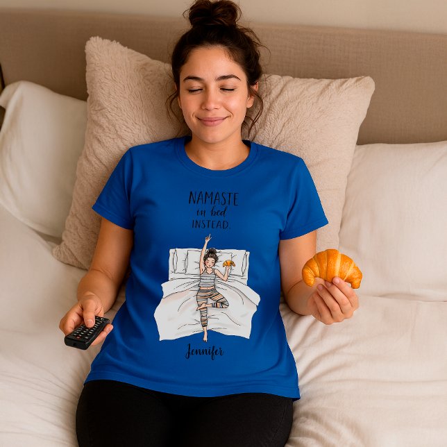 Funny “Namaste in Bed” Custom Workout Humor T Shirt (Skapare uppladdad)