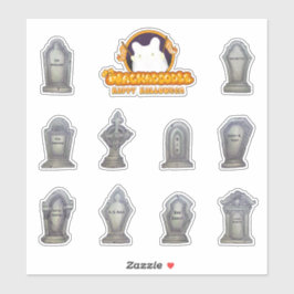Funny Namn Gravestones Sticker Lakan för Halloween Klistermärken