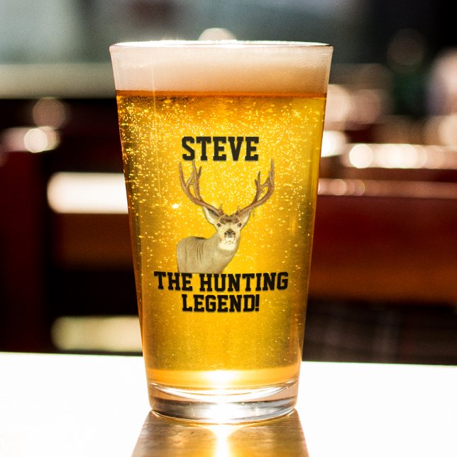 Funny Namn Hunting Legend Mule Hjort Antlers Glaskopp (Skapare uppladdad)