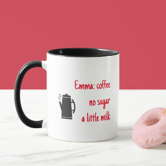 Funny namn och instruktioner för kaffe mugg