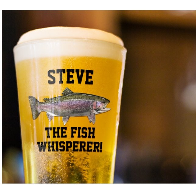 Funny Namn Rainbow Trout Flygfiske Whisperer Glaskopp (The fish whisperer fun Rainbow Trout fishing beer glass gift)