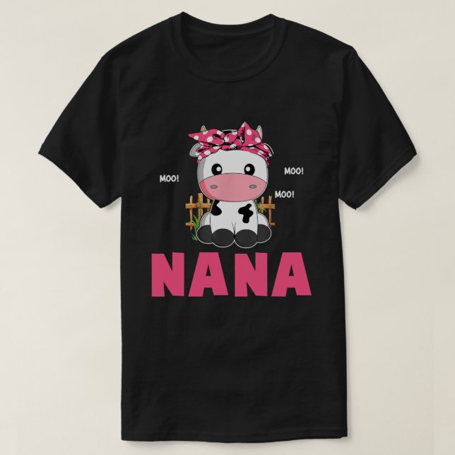 Funny Nana Cow Cute Cow Farmer Birthday Matching F T Shirt (Design framsida)