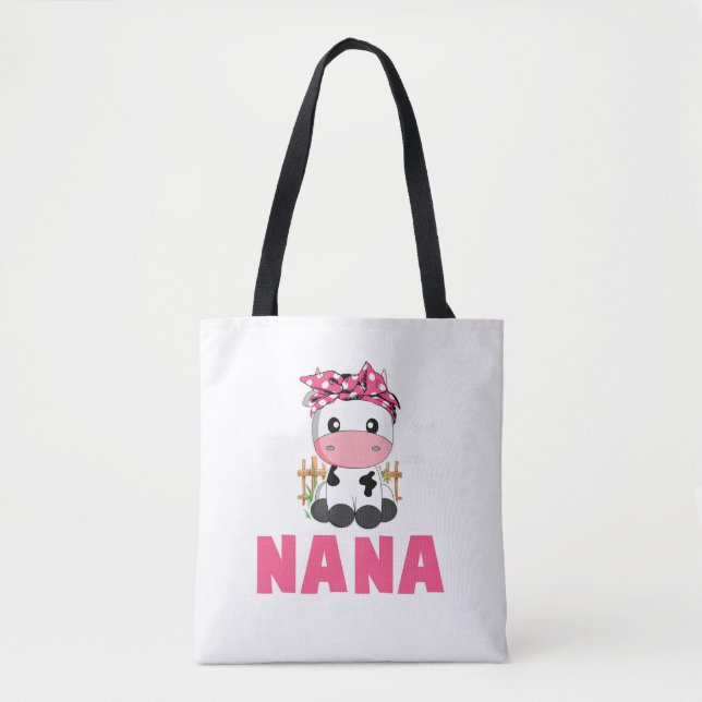 Funny Nana Cow Cute Cow Farmer Birthday Matching F Tygkasse (Framsida)