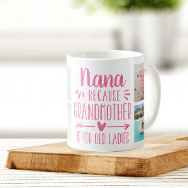 Funny Nana Grandchild Namn & Photo Collage Kaffemugg