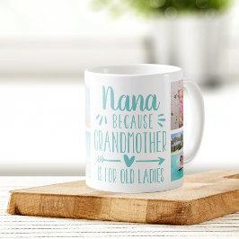 Funny Nana Grandchild Namn & Photo Collage Kaffemugg