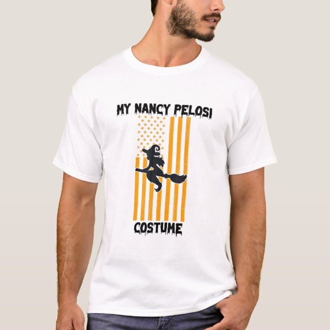 Funny Nancy Pelosi Costume Fitch Witch Flagga Hall T Shirt (Framsida)