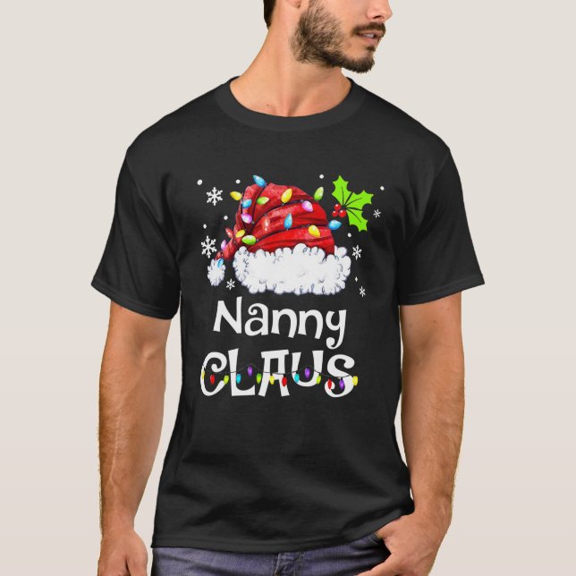 Funny Nanny Claus jul Pajamas Santa T Shirt (Framsida)