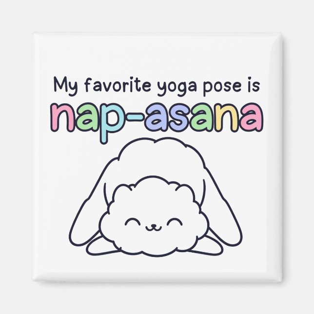 Funny "Nap-asana" Sleepy Cloud Yoga Pose Magnet (Framsidan)