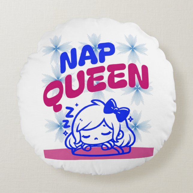 Funny Nap Decor for Bedroom & Couch Rund Kudde (Framsidan)