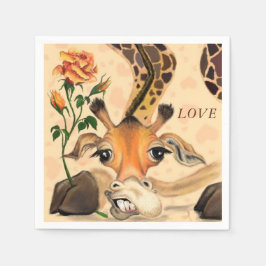 Funny Napkins Giraffe with Ro - Anpassningsbar Tex Pappersservett