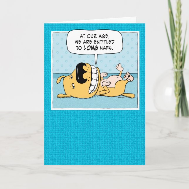 Funny Napping Hund Birthday Card Kort (Framsida)