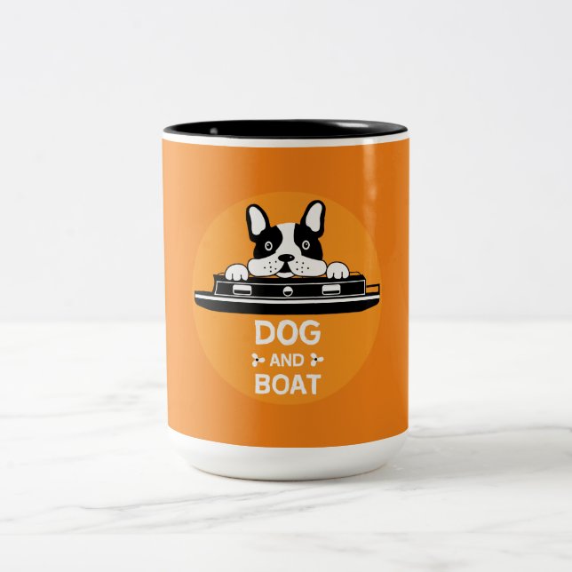 Funny Narrowboat Hundar British Canals Två-Tonad Mugg (Center)