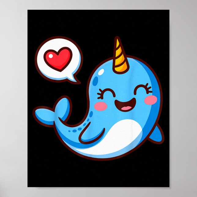 Funny Narwhal Art For Men Women Kids Narwhal Lover Poster (Framsidan)