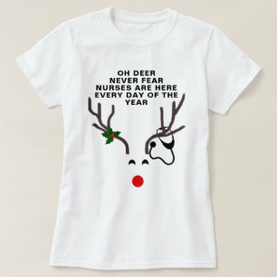 Funny näs jul Stethoscope Reindeer T Shirt