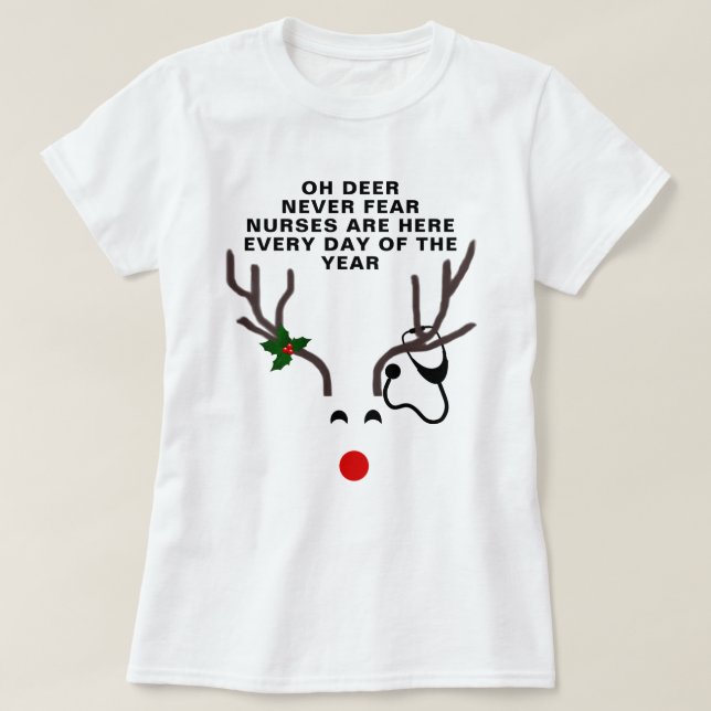 Funny näs jul Stethoscope Reindeer T Shirt (Design framsida)