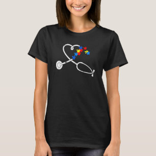 Funny näsa Autism Puzzle Stethoscope Heart 3 T Shirt