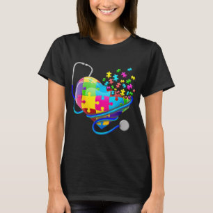 Funny näsa Autism Puzzle Stethoscope Heart T- Shir T Shirt
