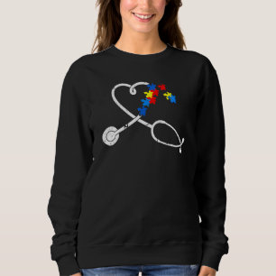 Funny näsa Autism Puzzle Stethoscope Heart T Shirt