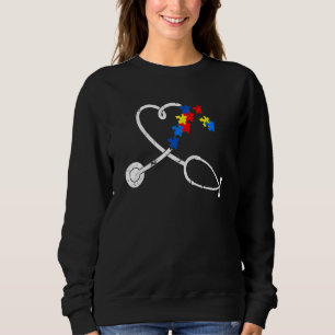 Funny näsa Autism Puzzle Stethoscope Heart T Shirt