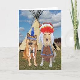 Funny Native American Hundar Valentine Helgkort