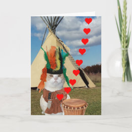 Funny Native Indian Kattunge Valentine Helgkort