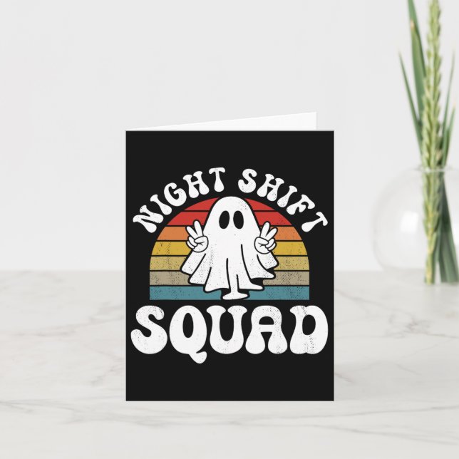 Funny nattskift Squad Halloween Overnight Worker Kort (Framsida)
