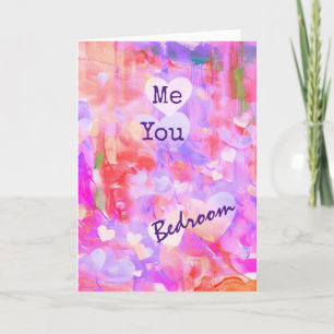 Funny Naught Valentine Watercolor Abstrakt Rosa Helgkort