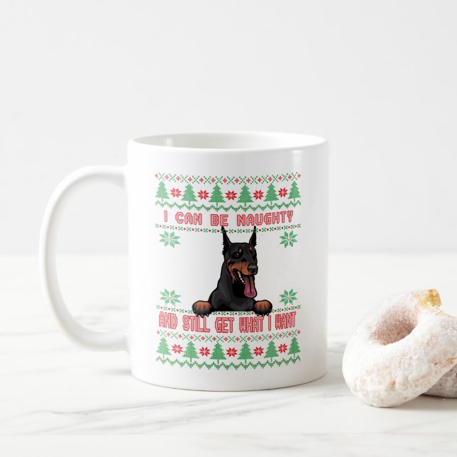 Funny Naughty Doberman Ugly jul Sweater Kaffemugg (Med munk)