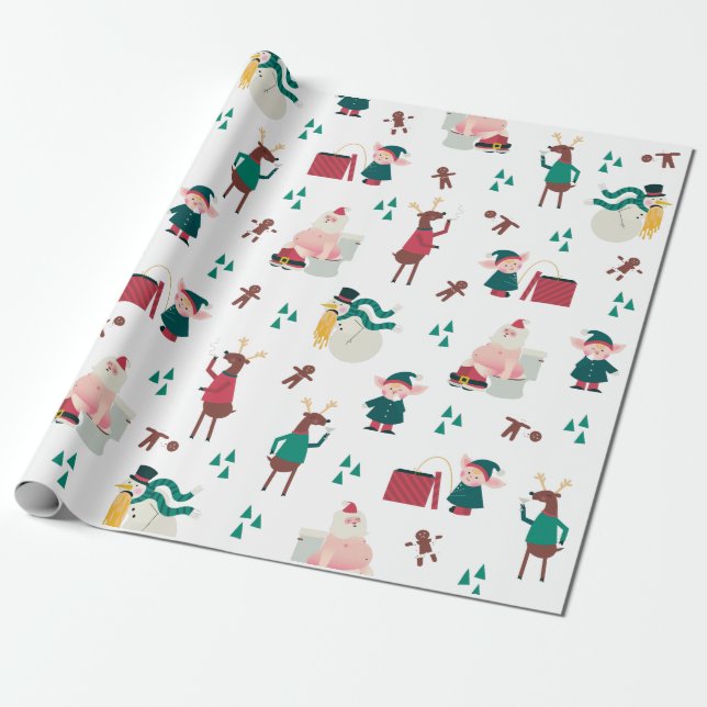 Funny Naughty Helgdag Santa och Friends Presentpapper (Utrullad)