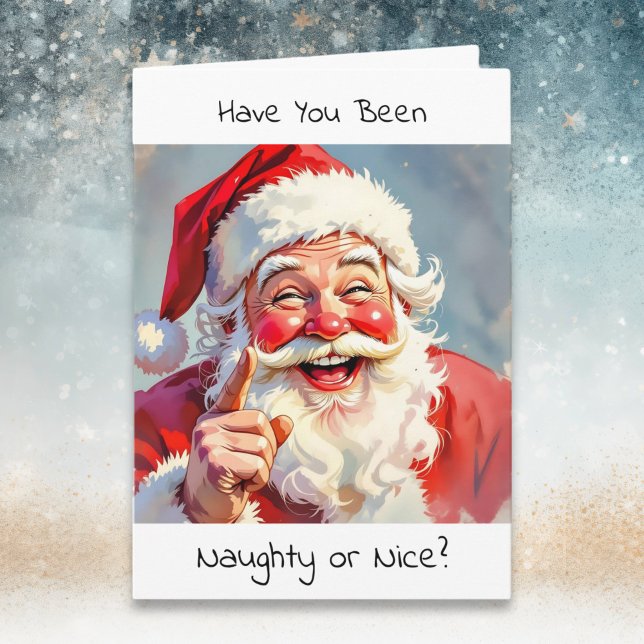 Funny Naughty or Nice Santa Christmas Helgkort (Skapare uppladdad)