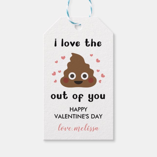 Funny Naughty Poop Lycklig Valentine Presentetikett (Framsidan)